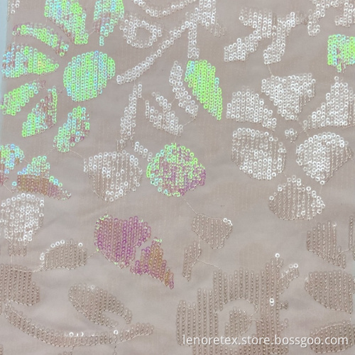 Woven Pink Chiffon Embroidered Fabric